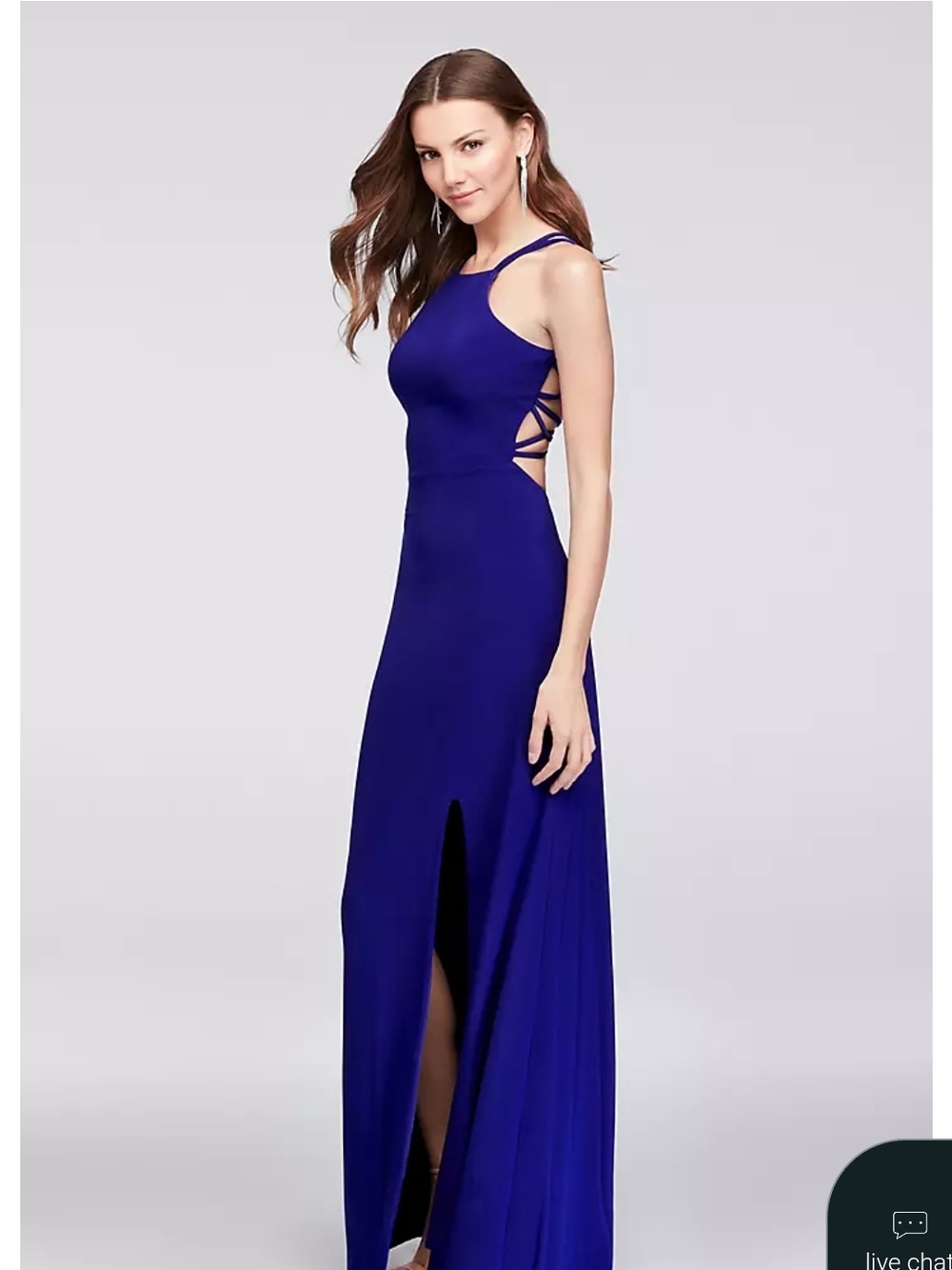 High-Neck Jersey Gown with Strappy Open Back
